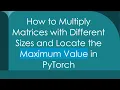How to Multiply Matrices with Different Sizes and Locate the Maximum Value in PyTorch