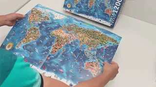 Educa 12000 Wonders of the World - unboxing and mixing all puzzle pieces together