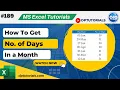 Excel Date Formula Quick Days In Month Calculation