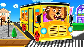 Lion Family | Wheels on the Bus | Cartoon for Kids
