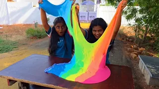 Giant Rainbow Slime 🌈 Mixing Rainbow 😱 Diyaishwarya I UNBOXING I DIY 