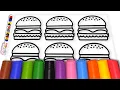 Hamburger Big Colorful Marker Coloring Pages AKN Kids House