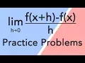 Derivatives using limit definition - Practice problems