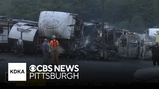 Campers and RVs catch fire at Camping World RV Sales