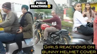 Public reaction on bunny helmet cover | girls reactions on R15 v4 | shiv vishwakarma