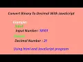 How to convert binary to decimal with JavaScript project