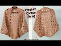 Crochet Pumpkin Pie Cocoon Shrug Easy Beginner Cocoon Cardigan Tutorial Sizes XS to 5XL for Women