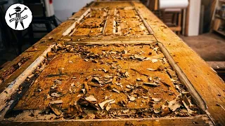 restoration of an ancient secular door ( vevor sandblaster )