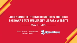 Accessing Resources Through the Iowa State University Library Website