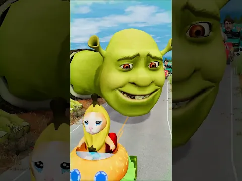 GIANT Funny Cars vs Scary Shrek 😂 in BeamNG.drive