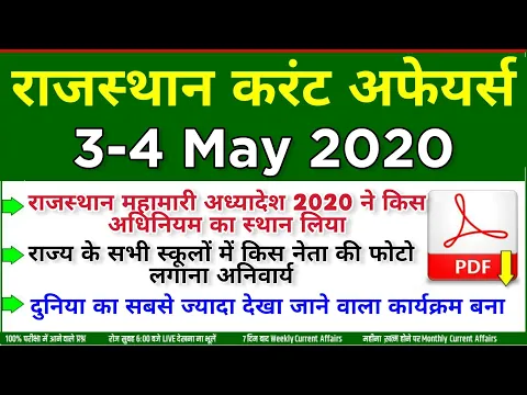 Download MP3 4 May 2020 Rajasthan Current Affairs in Hindi | Raj_police, Patwar, Rpsc, currentaffairs2020