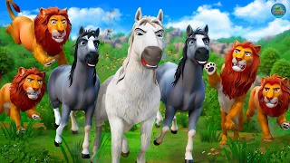 Epic Animal Kingdom Face Off Lion Pride Vs Horse Herd Battle Who Will Reign Supreme Animal Fight 