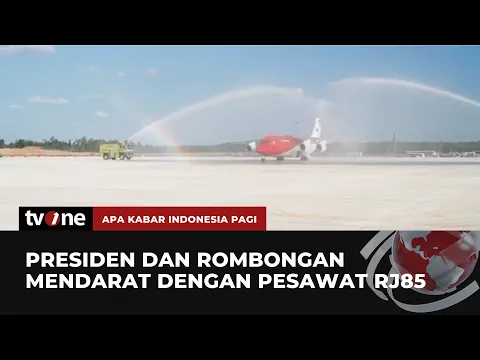 Momen Pesawat Kepresidenan Mendarat Perdana di IKN