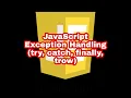 Whats Exception Handling in JavaScript try catch throw finally JavaScript Malayalam Tutorials