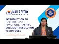 Introduction to Hashing Hash Functions Collision Resolution Techniques MRU E-Learning