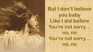 Download YOU'RE NOT SORRY - Taylor Swift (Taylor's Version) (Lyrics) MP3