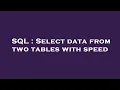 SQL Select data from two tables with speed