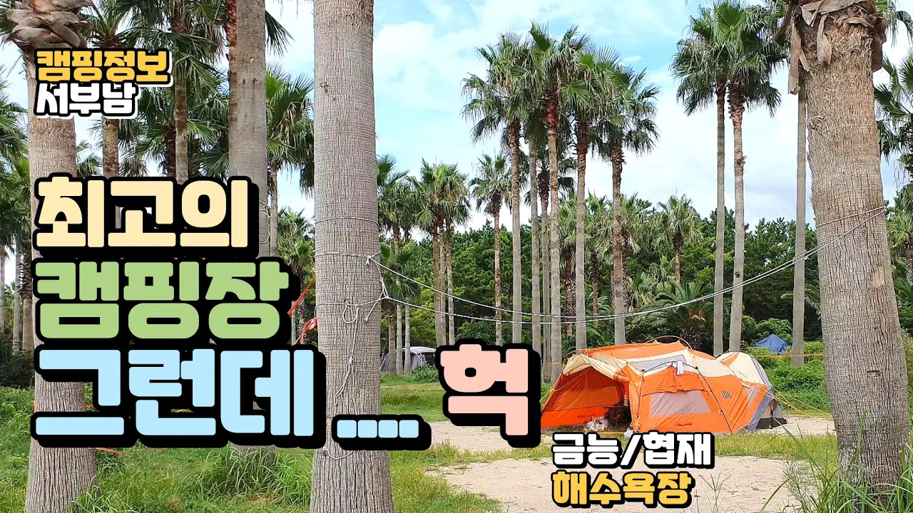 난민으로 몸살중인 한국 최고의 바다뷰 제주도 협재해수욕장 캠핑장 야영장 サムネイル