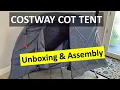COSTWAY Single Tent Cot Camping Bed Unboxing Assembly NP10151