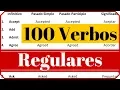 The 100 most used regular verbs in English with pronunciation and meaning in Spanish