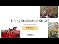 Hiring Students for Your Department in SOLAR 2023