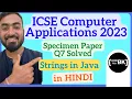 Class X ICSE 2023 Computer Applications Specimen Paper Q7 Sol Strings Java coding in Hindi