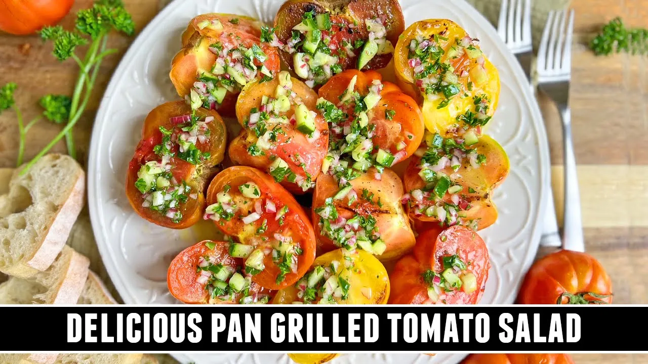 Pan GRILLED Tomato Salad   Healthy & Refreshing 10 Minute Recipe