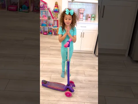 Rhia learn to clean her scooter before she plays indoors