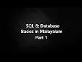 01 SQL Malayalam tutorial Part 1 Database SSMS SQL Server RDBMS