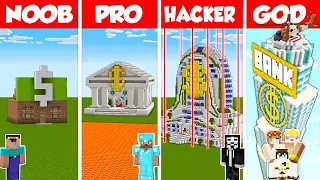 Minecraft SECURE BANK HOUSE BUILD CHALLENGE - NOOB vs PRO vs HACKER vs GOD Animation