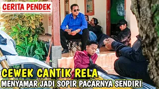 cewek cantik rela pakai kumis dan menjadi sopir pacar nya sendiri