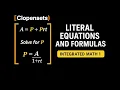 Literal equations and formulas Integrated Math 1 2026 Update