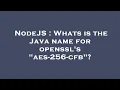 NodeJS Whats is the Java name for openssl s aes-256-cfb