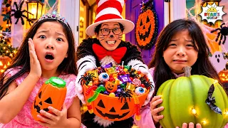 Emma and Kate Trick or Treat with CAT in the HAT?!