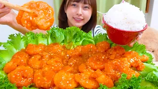 【大食い】コストコの新商品エビチリを大皿いっぱい食べる