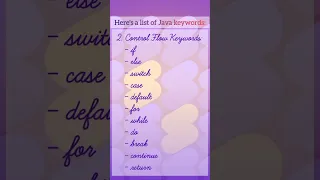 Java Reserved Keywords