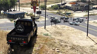 دوريات الشرطة تحاصر راعي الهايلوكس وفزعة راعي الشاص لينقذ خويه من بين ايديهم فلم قراند 5 