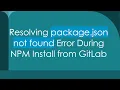 Resolving package json not found Error During NPM Install from GitLab