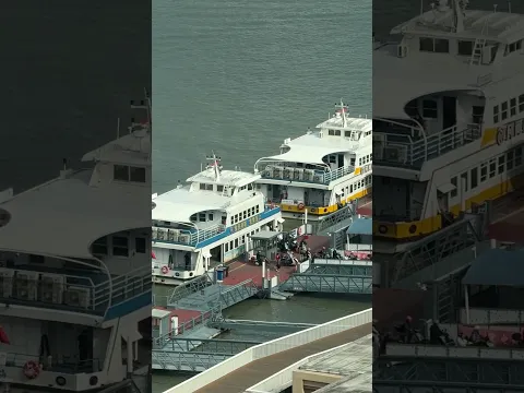 River Ferry ⛴️ unloading and loading people on motorcycles 🏍️ in Shanghai China 🇨🇳 #shorts #boat