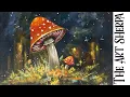 Red Cap Mushroom magic fungus How to paint acrylics for beginners Paint Night at Home Halloween