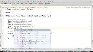 Java - Declare Variables Hangman Android App