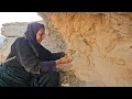 😱Cave life in the Zagros Mountains|Nazgol's journey to findmedicinalplants andrebuilda stone cave 🌿🪨
