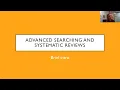 Cochrane Library Training Advanced Search Techniques and Applications