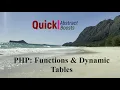 PHP Functions and Dynamic Tables
