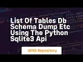 List of tables db schema dump etc using the Python sqlite3 API