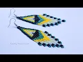 Native American Style Earrings Jewelry making Brick stitch and fringe beaded earrings tutorial