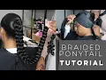 MY TECHNIQUES SLEEK MID BACK BRAIDED PONYTAIL NATURAL HAIR TO SLEEK iamroxybennett Ponytails