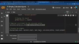 Simple Calculator Google Colab Python