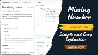 Missing Number LeetCode 268 Brute Force Better Optimal Solution in Java