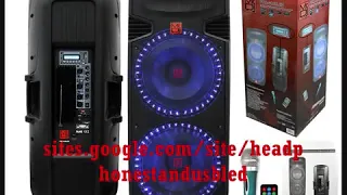 Mr Dj PBX6100LED Dual 15 Inch 3 Way Portable Speaker LED Light Bluetooth USB FM Radio